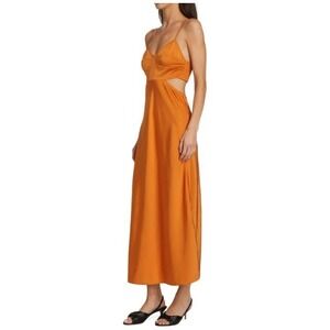 A.L.C Blakely Cutout Midi Dress Orange Smocked Cocktail Party Summer Dress‎ 14 ~